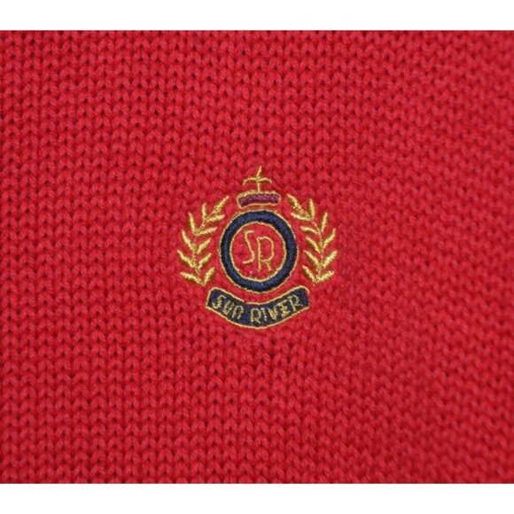 Vintage Men's Sun River XXL Red Sweater Crew Neck Cotton Classic Logo Preppy - Picture 3 of 8